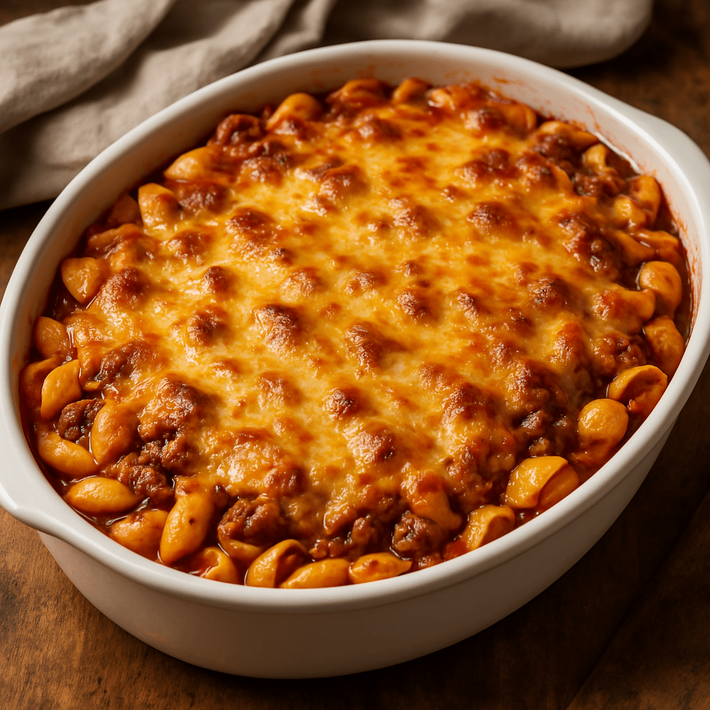 Read more about the article Cheesy Baked Beef Rotini