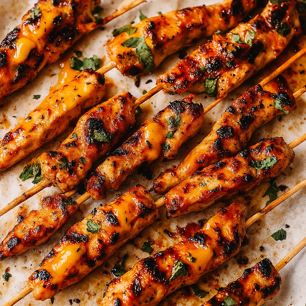 Grilled Chicken Skewers with Spicy Peanut Dip xx20