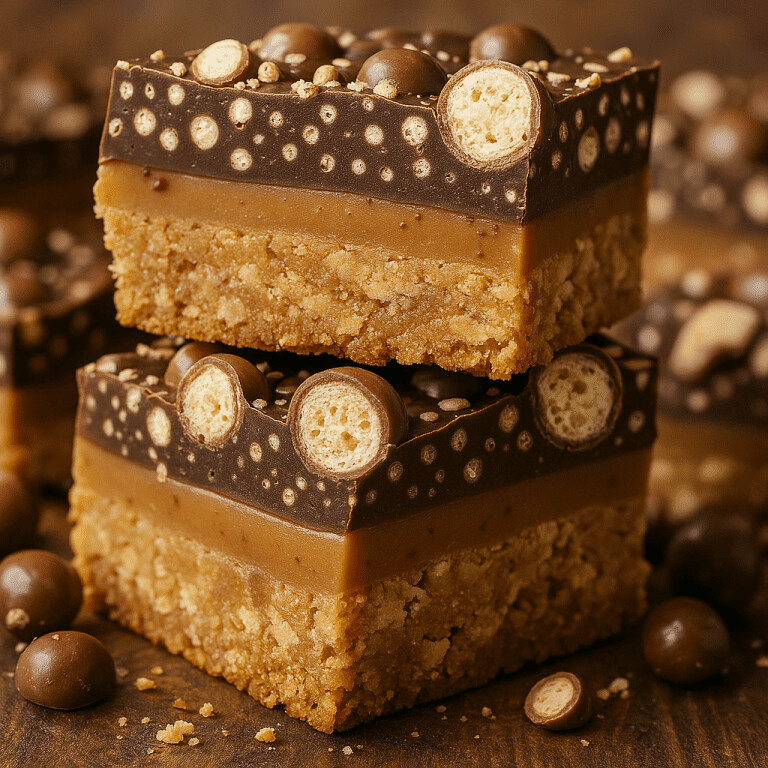 Layered Malt Ball Crunch Bars