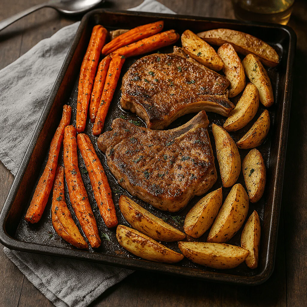 Maple-Mustard Glazed Pork Chops with Ginger-Turmeric Carrots xx58