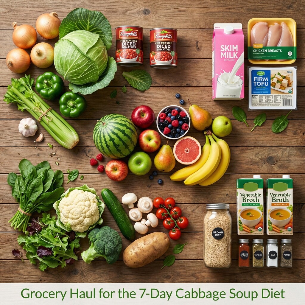 Grocery haul for cabbage soup diet