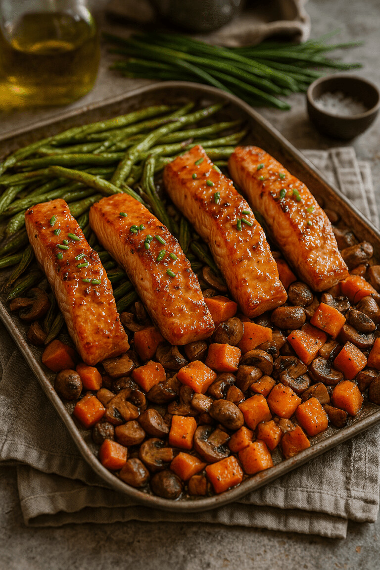 Sheet Pan Tahini-Ginger Salmon & Roasted Vegetables