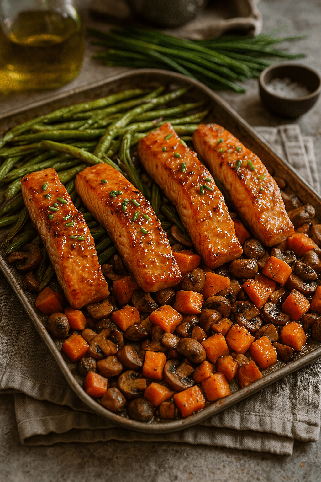 Read more about the article Sheet Pan Tahini-Ginger Salmon & Roasted Vegetables
