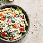 The Best Chicken Caesar Pasta Salad (With a Lighter Creamy Dressing) Creamy Chicken Caesar Pasta Salad